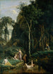 Diane och Actéon Diane förvånad i sitt bad - Jean-Baptiste-Camille Corot — vy av konstverket