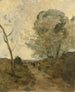 Environs d'Arleux Paysanne Conduisant Une Vache Au Pâturage Effet De Matin - Jean-Baptiste-Camille Corot — vy av konstverket