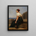 en sittande kvinna som håller en mandolin - Jean-Baptiste-Camille Corot — inramlat konstverk på väggen