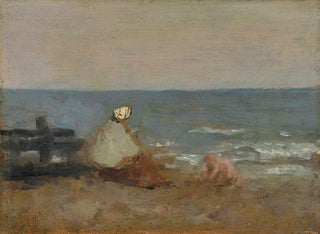 kvinna och barn vid havet i Étretat - Jean-Baptiste-Camille Corot — vy av konstverket