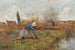 en gårdskvinna knäböjande och plockande maskrosor - Jean-Baptiste-Camille Corot — vy av konstverket