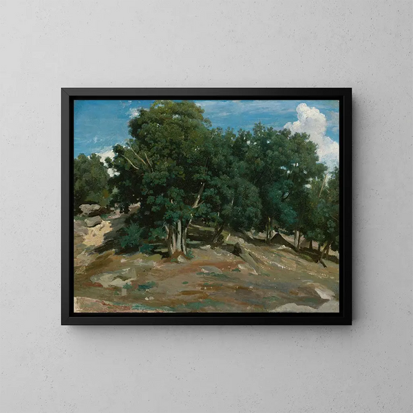 Chênes de Fontainebleau à BasBrau - Jean-Baptiste-Camille Corot — inramlat konstverk på väggen