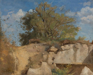 Fontainebleau, sommet de carrière boisée - Jean-Baptiste-Camille Corot — vy av konstverket