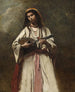 romsk kvinna med mandolin - Jean-Baptiste-Camille Corot — vy av konstverket