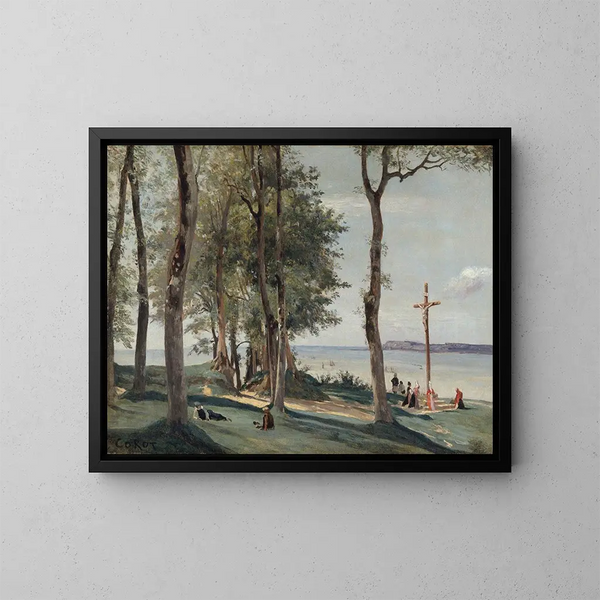 Calvaire de Honfleur - Jean-Baptiste-Camille Corot — inramlat konstverk på väggen