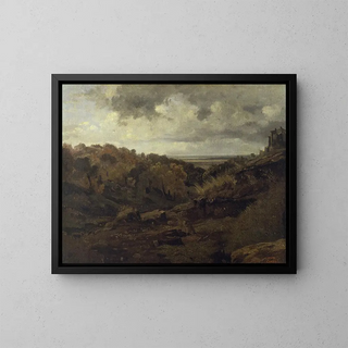 italiensk landskap nära Marino på hösten - Jean-Baptiste-Camille Corot — inramlat konstverk på väggen