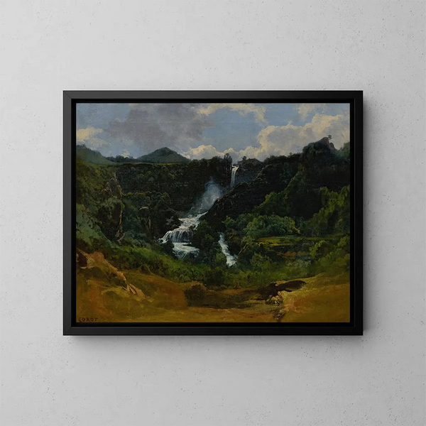 La Cascade de Terni - Jean-Baptiste-Camille Corot — inramlat konstverk på väggen