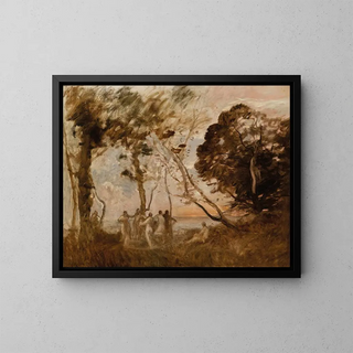 La Danse des nymphes - Jean-Baptiste-Camille Corot — inramlat konstverk på väggen