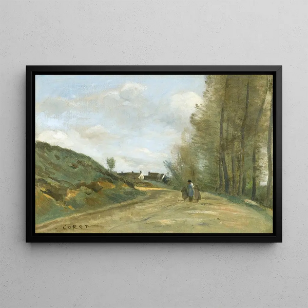 La Route de Gouvieux près de Chantilly - Jean-Baptiste-Camille Corot — inramlat konstverk på väggen