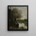 La liseuse sur la rive boisée - Jean-Baptiste-Camille Corot — inramlat konstverk på väggen