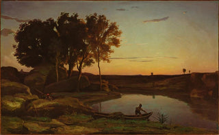 JeanBaptisteCamille Corot - Landscape with Lake and Boatman.webp