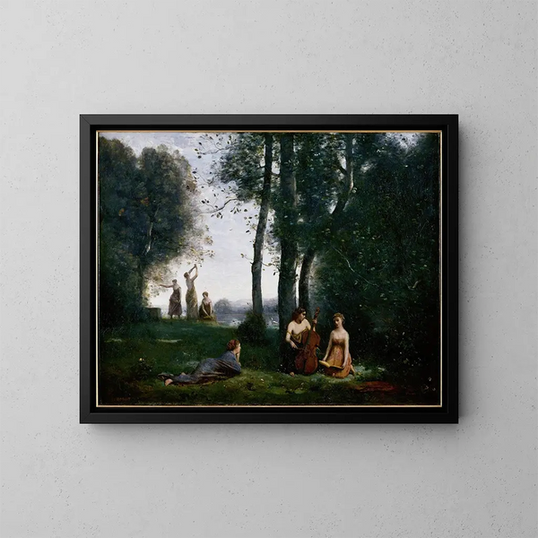 Le Concert champêtre - Jean-Baptiste-Camille Corot — inramlat konstverk på väggen