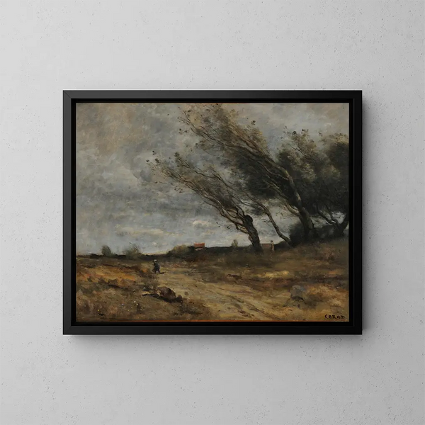Le Coup de vent - Jean-Baptiste-Camille Corot — inramlat konstverk på väggen
