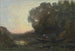 Le batelier, la rive, soleil couchant - Jean-Baptiste-Camille Corot — vy av konstverket
