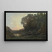Le batelier, la rive, soleil couchant - Jean-Baptiste-Camille Corot — inramlat konstverk på väggen