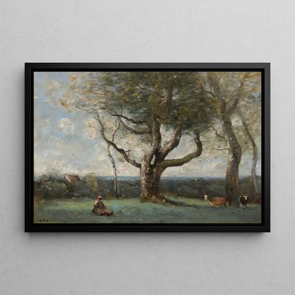 Le gros arbre, environs de Gournay - Jean-Baptiste-Camille Corot — inramlat konstverk på väggen