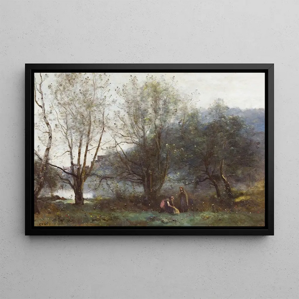 Les Étangs de Ville-d'Avray - Jean-Baptiste-Camille Corot — inramlat konstverk på väggen
