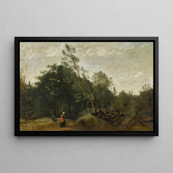 skogskant i Limousin - Jean-Baptiste-Camille Corot — inramlat konstverk på väggen