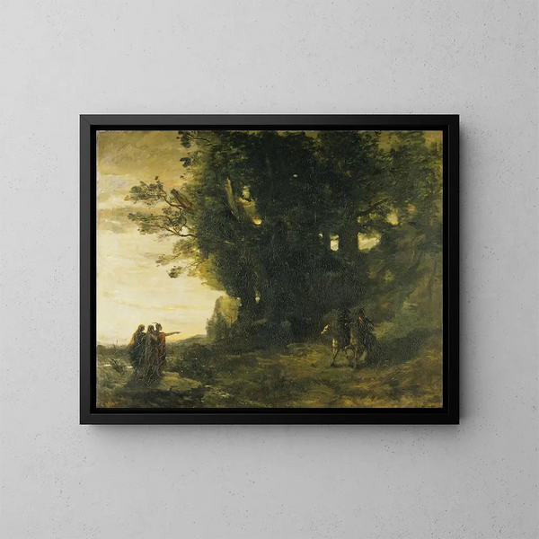 Landskap av Macbeth - Jean-Baptiste-Camille Corot — inramlat konstverk på väggen