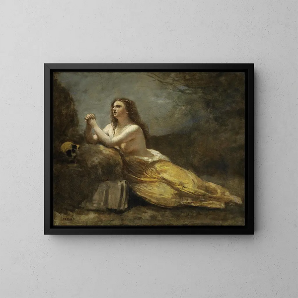 Madeleine i bön - Jean-Baptiste-Camille Corot — inramlat konstverk på väggen