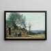 bönder som sitter vid dörren till en kabaré - Jean-Baptiste-Camille Corot — inramlat konstverk på väggen