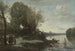 flod med ett avlägset torn - Jean-Baptiste-Camille Corot — vy av konstverket