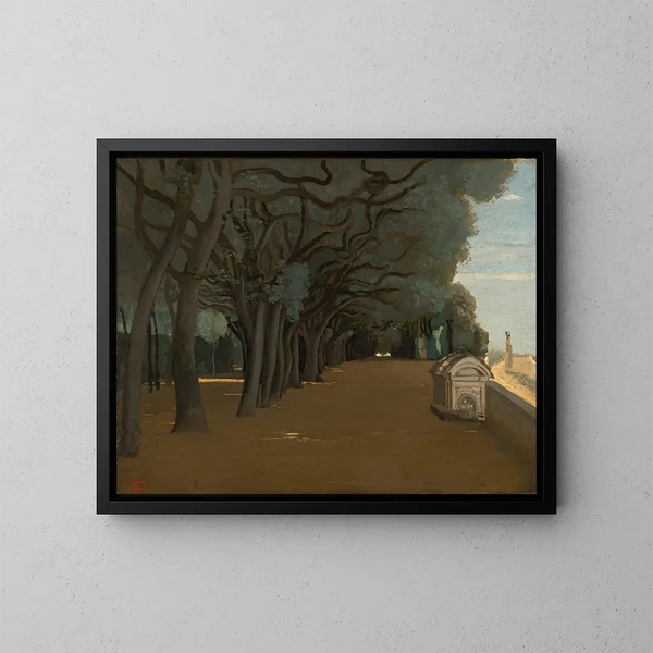 Terrass av Villa Pamphili i Rom - Jean-Baptiste-Camille Corot — inramlat konstverk på väggen