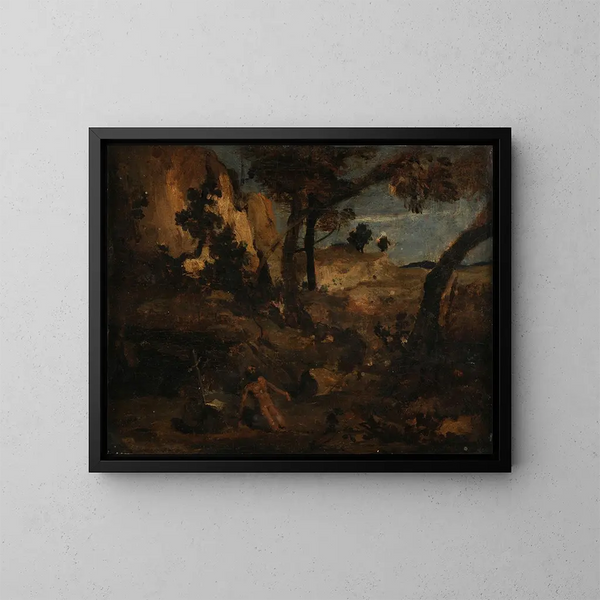 Saint Jérôme - Jean-Baptiste-Camille Corot — inramlat konstverk på väggen