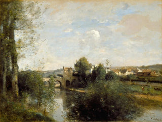 Seine och gamla bron i Limay - Jean-Baptiste-Camille Corot — vy av konstverket