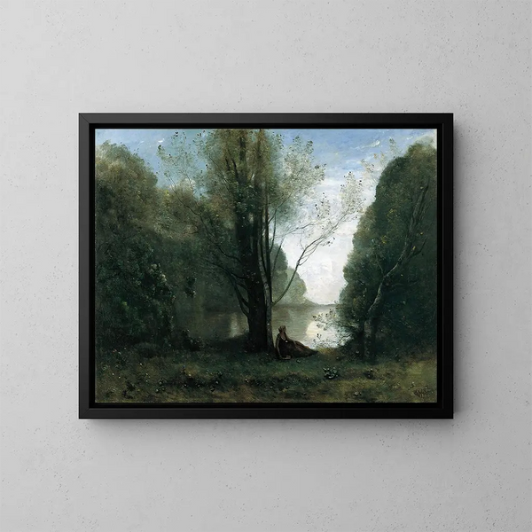 Solitude, souvenir de Vigen Limousin - Jean-Baptiste-Camille Corot — inramlat konstverk på väggen