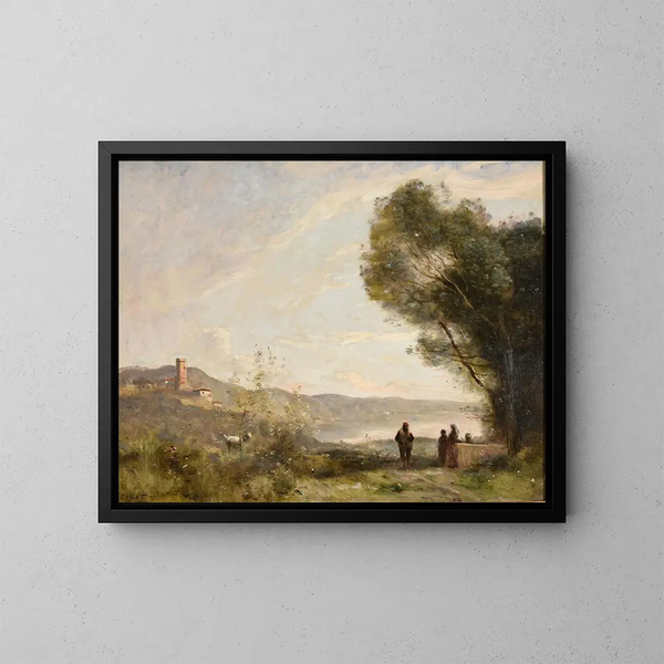 Souvenir des rives méditerranéennes - Jean-Baptiste-Camille Corot — inramlat konstverk på väggen