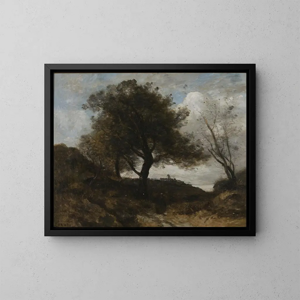 Souvenir de Normandie - Jean-Baptiste-Camille Corot — inramlat konstverk på väggen