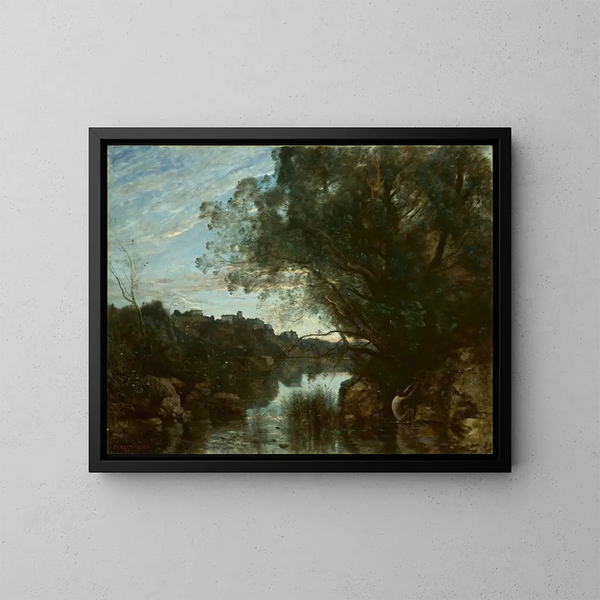 Souvenir des environs du lac Nemi - Jean-Baptiste-Camille Corot — inramlat konstverk på väggen