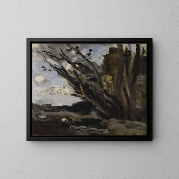 L'Explosion - Jean-Baptiste-Camille Corot — inramlat konstverk på väggen