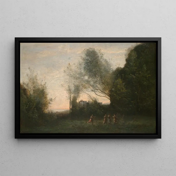 La Danse des nymphes - Jean-Baptiste-Camille Corot — inramlat konstverk på väggen