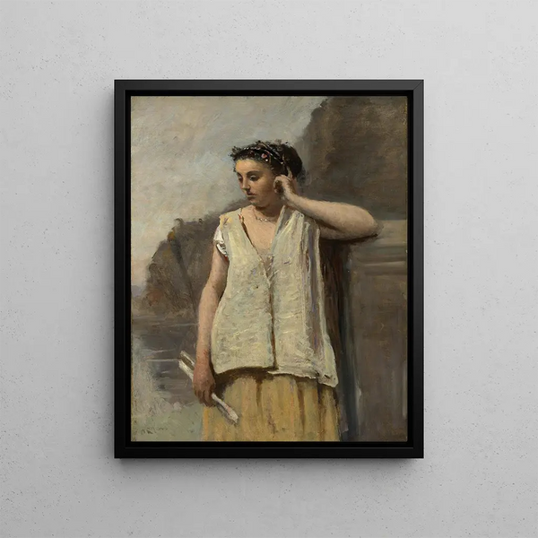 historien om Muse - Jean-Baptiste-Camille Corot — inramlat konstverk på väggen