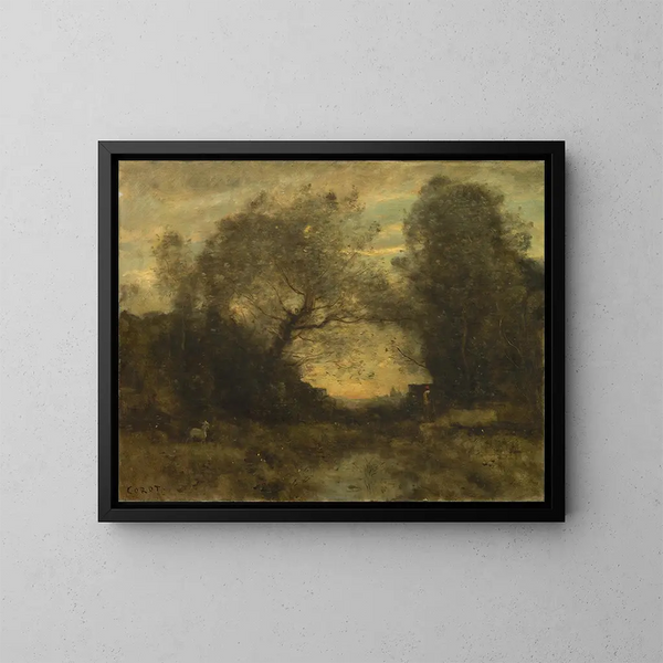 Längd: 50 cm, Höjd: 40 cm - Jean-Baptiste-Camille Corot — inramlat konstverk på väggen
