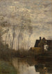 Ett hörn av en flod med hus och popplar - Jean-Baptiste-Camille Corot — vy av konstverket