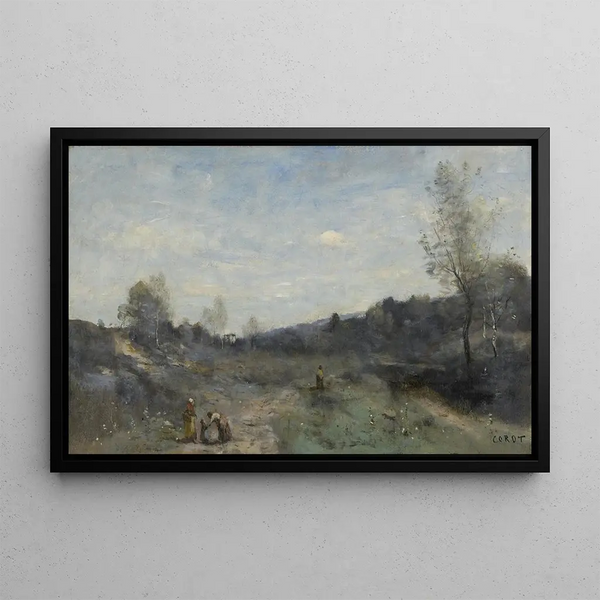 Vallons défrichés - Jean-Baptiste-Camille Corot — inramlat konstverk på väggen