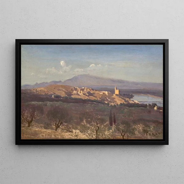 Villeneuve-lès-Avignon - Jean-Baptiste-Camille Corot — inramlat konstverk på väggen