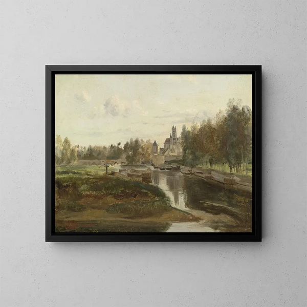 Vue de Moret-sur-Loing - Jean-Baptiste-Camille Corot — inramlat konstverk på väggen