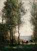 ett skogigt landskap med kor i en glänta - Jean-Baptiste-Camille Corot — vy av konstverket