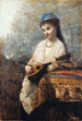 ung flicka med mandolin - Jean-Baptiste-Camille Corot — vy av konstverket