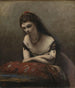 en ung kvinna som vilar på en kudde - Jean-Baptiste-Camille Corot — vy av konstverket
