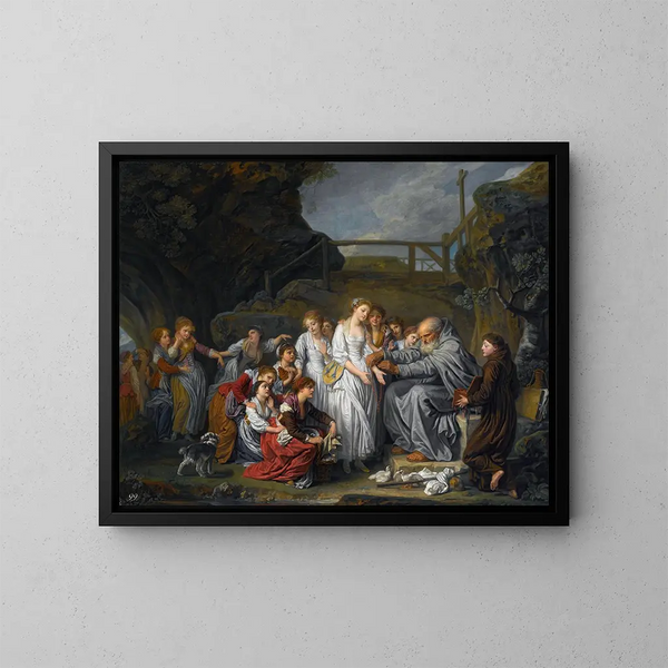 Le ermite - Jean-Baptiste Greuze — inramlat konstverk på väggen