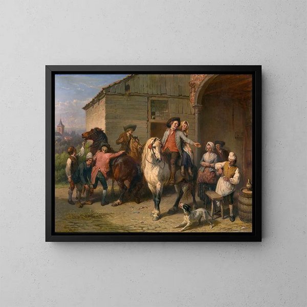 Cavaliers à l'auberge - Jean-Baptiste Madou — inramlat konstverk på väggen