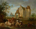 ett landskap med en herde som leder djur till betet, ett slott i fjärran - Jean-Baptiste Oudry — vy av konstverket