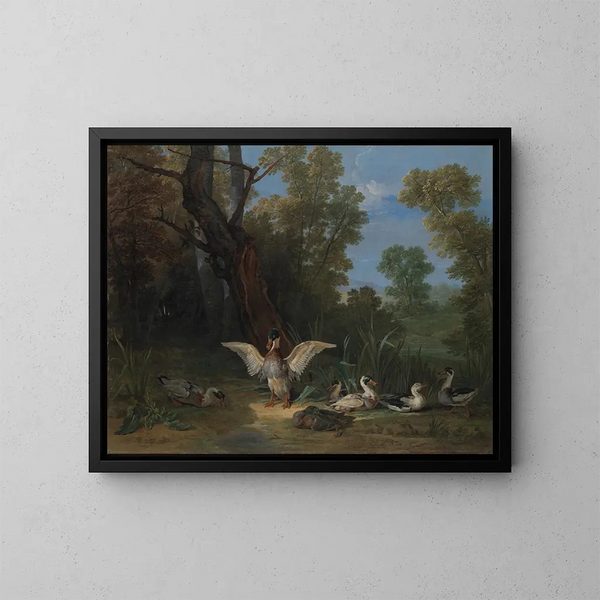 Kanadagäss som vilar i solen - Jean-Baptiste Oudry — inramlat konstverk på väggen