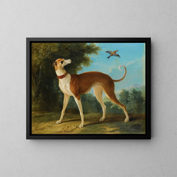 Greyhound i ett landskap - Jean-Baptiste Oudry — inramlat konstverk på väggen