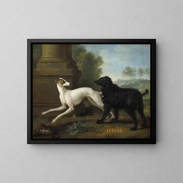 Misse och Luttine - Jean-Baptiste Oudry — inramlat konstverk på väggen